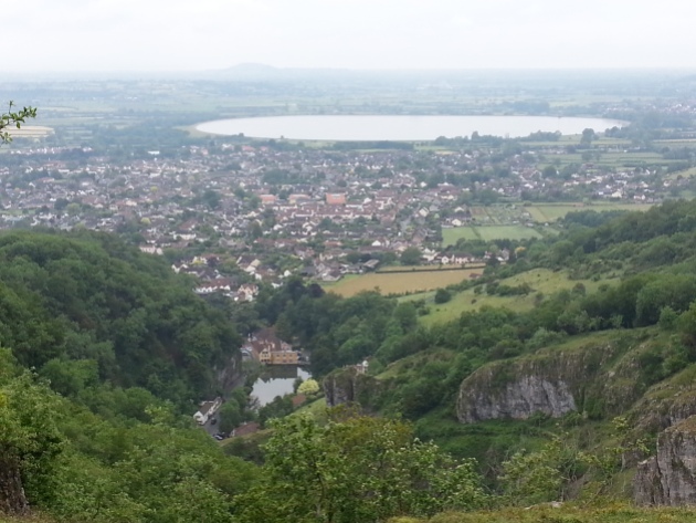 The town of Cheddar and the man made lake